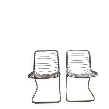 Lot of 2 chrome metal chairs by Gastone Rinaldi.