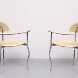 Arrben Chrome and Leather "Stiletto" Chairs, 1980s Italy