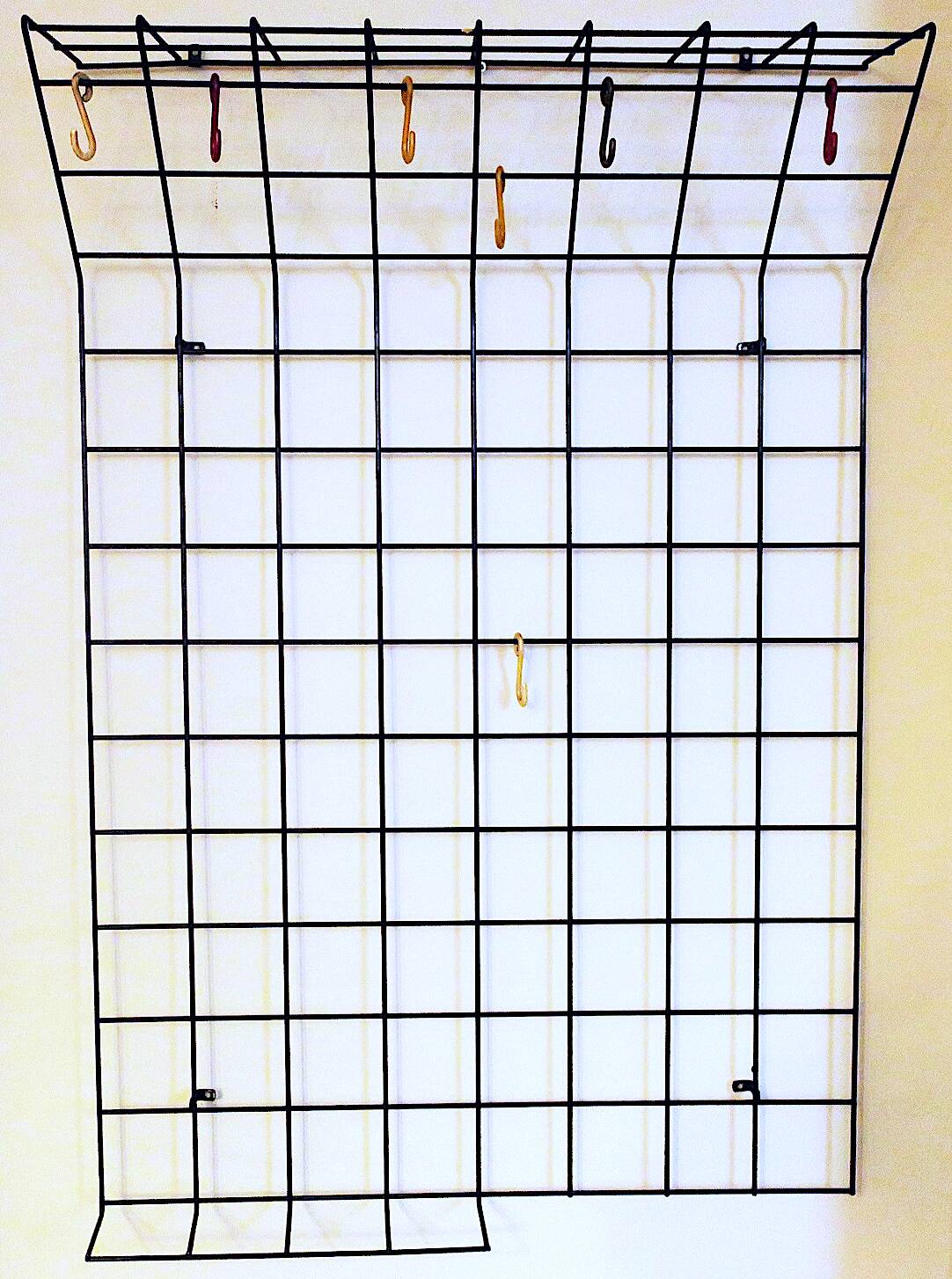 String metal wall mount coat, hat and umbrella rack, 1960s
