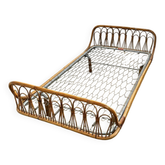 Vintage rattan bed 90x190cm