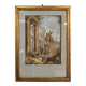 Watercolor on orchard paper, animated ruins with equestrian statue, 18th century