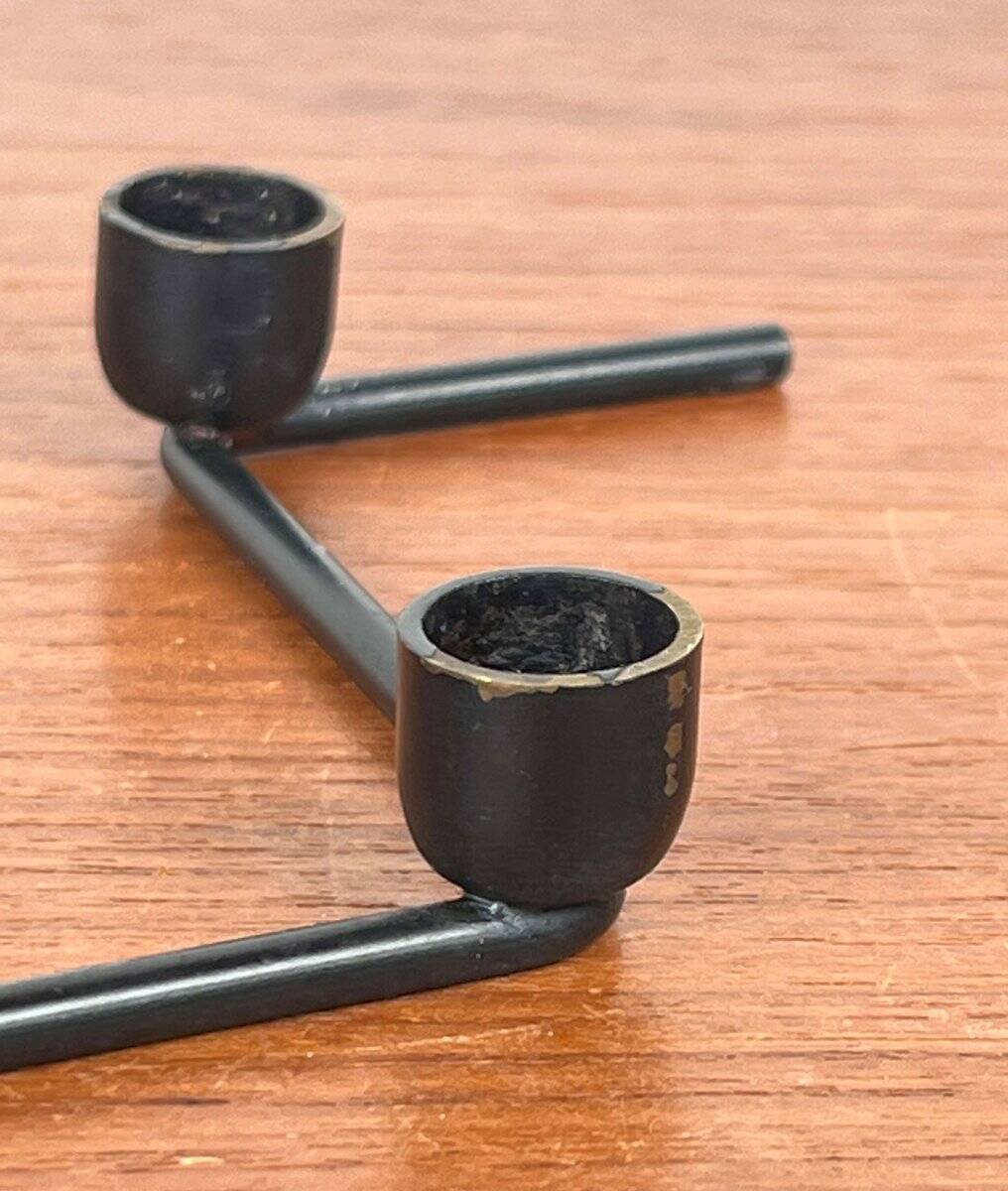 Mid-century Danish minimalist metal candlestick from the 1960s.