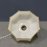 Suspension vintage en verre beige avec luminaire en laiton