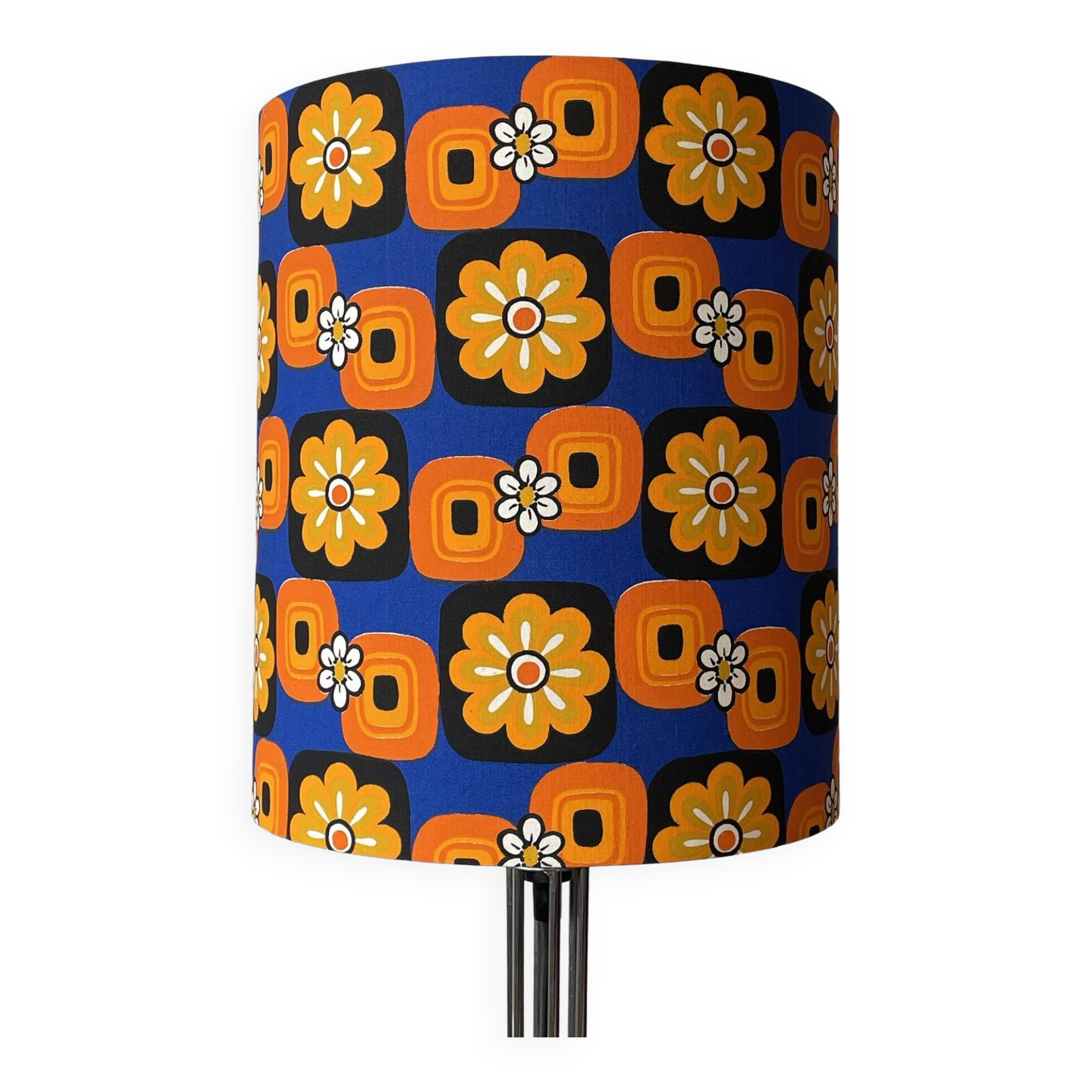 Lampshade blue daisy h40 d30 vintage 70's