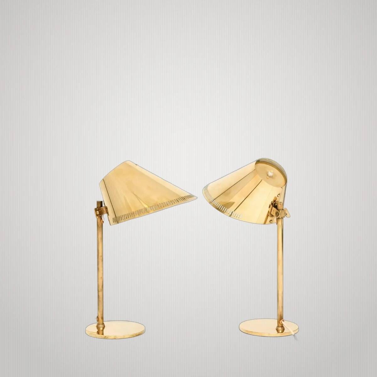 Brass table lamp by Paavo Tynell, 1950s mid-century modern.