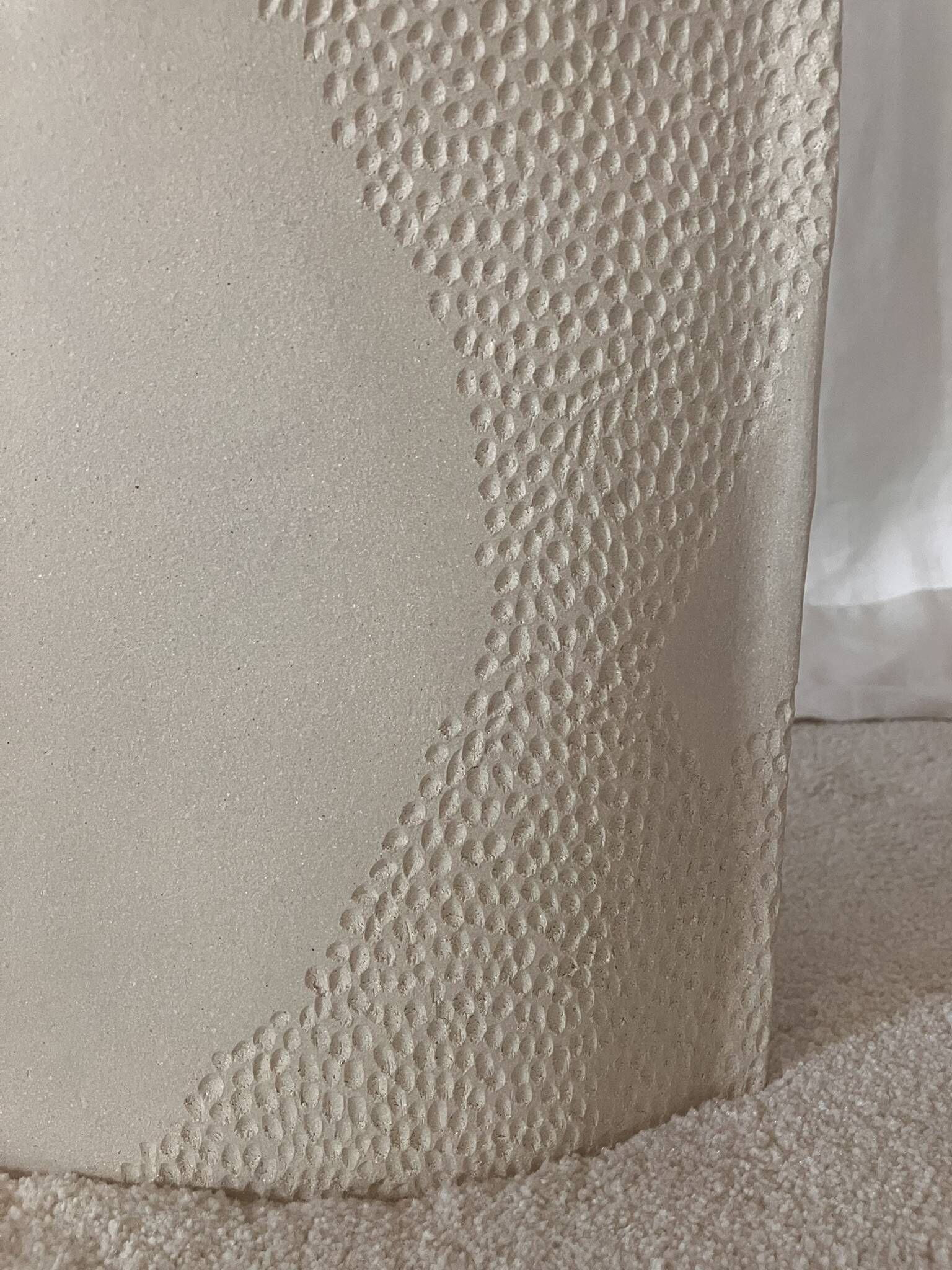 XL square ceramic vase with texture