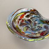 Bol en verre de Murano argent Flakes Shell Ashtray by Dino Martens Italie Années 1960