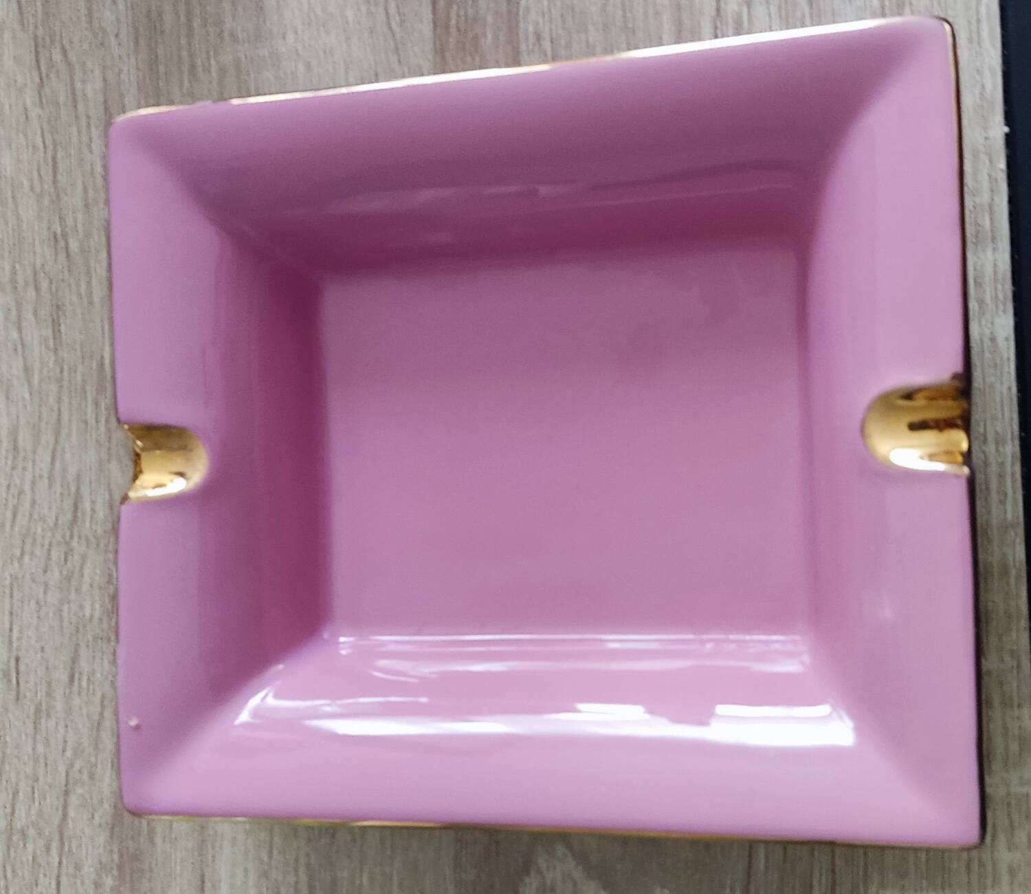 Vintage fine pink and gold porcelain ashtray