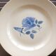 Large round stoneware serving platter from Digoin with a blue rose motif