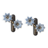 2 appliques en verre de Murano fleurs noires, années 1970