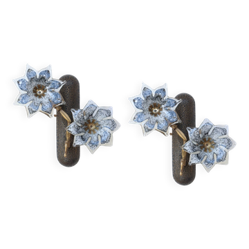 2 appliques en verre de Murano fleurs noires, années 1970