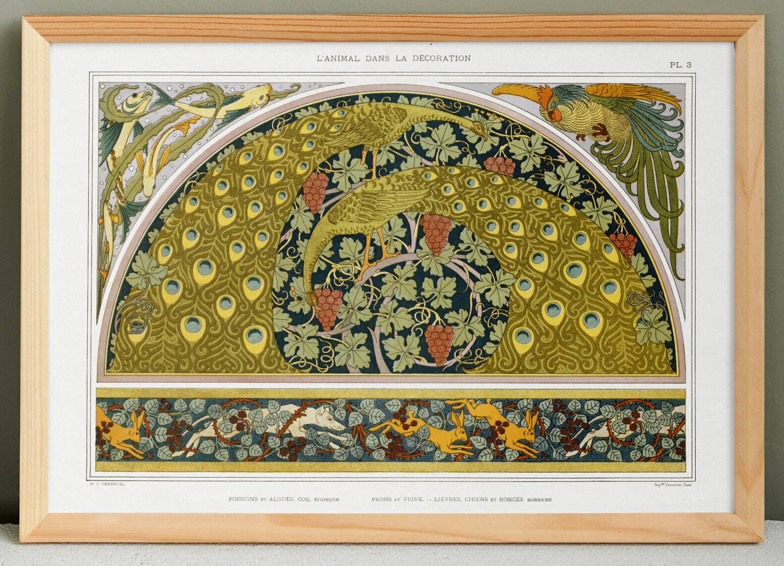 Poster “Peacocks and Vine”, after an Art Nouveau lithograph from 1897
