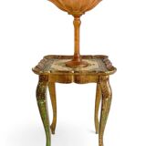 Art Nouveau Glass Compote Vase, Palm Tree Design, French, Early 20th-C