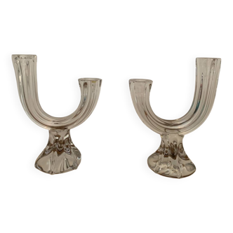 Pair of Vintage Crystal Candlesticks Circa 1960