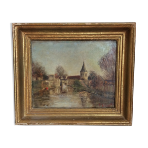 Tableau ancien Paysage au fil de