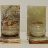 Paire de serres livres boule onyx vintage