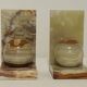 Pair of vintage onyx ball bookends