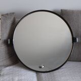 Vintage Smoked Plastic Round Wall Mirror