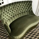 Toad in green velvet sofa