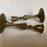 Pair of twisted brass candlesticks