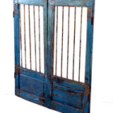 Old burmese teak gate with openwork wrought iron panels