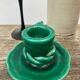 Vallauris candle holder in vintage green ceramic 1970