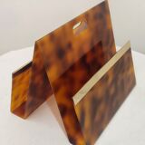 Porte-revues en méthacrylate et laiton Italie années 1970.