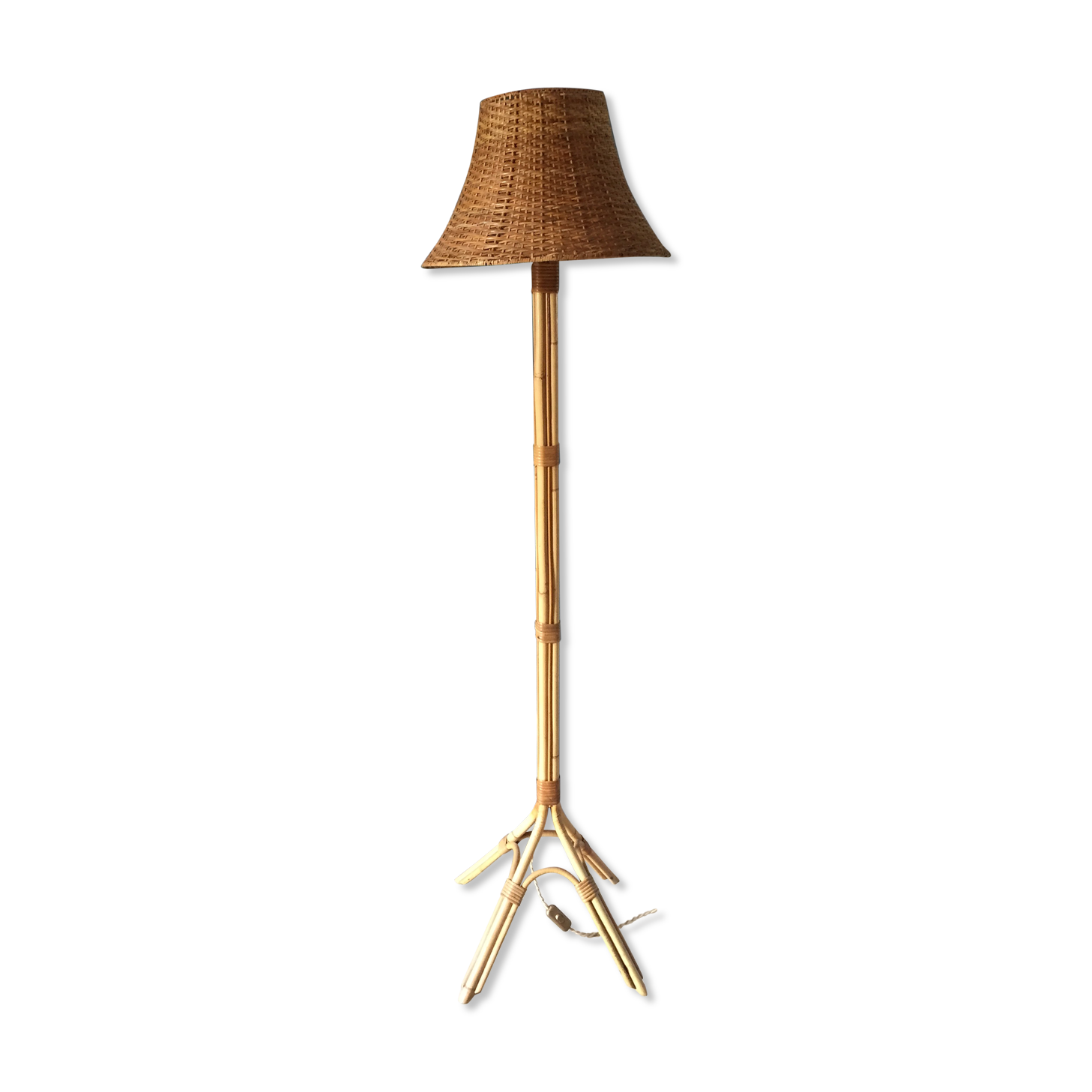 Rattan & bamboo vintage 1960 lamp