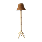 Lampadaire en rotin & bambou vintage 1960
