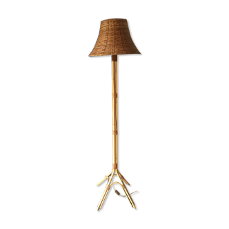 Rattan & bamboo vintage 1960 lamp
