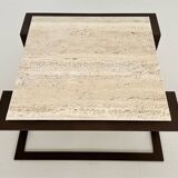 Italian mid-century travertine marble coffee table and metal base, 1970