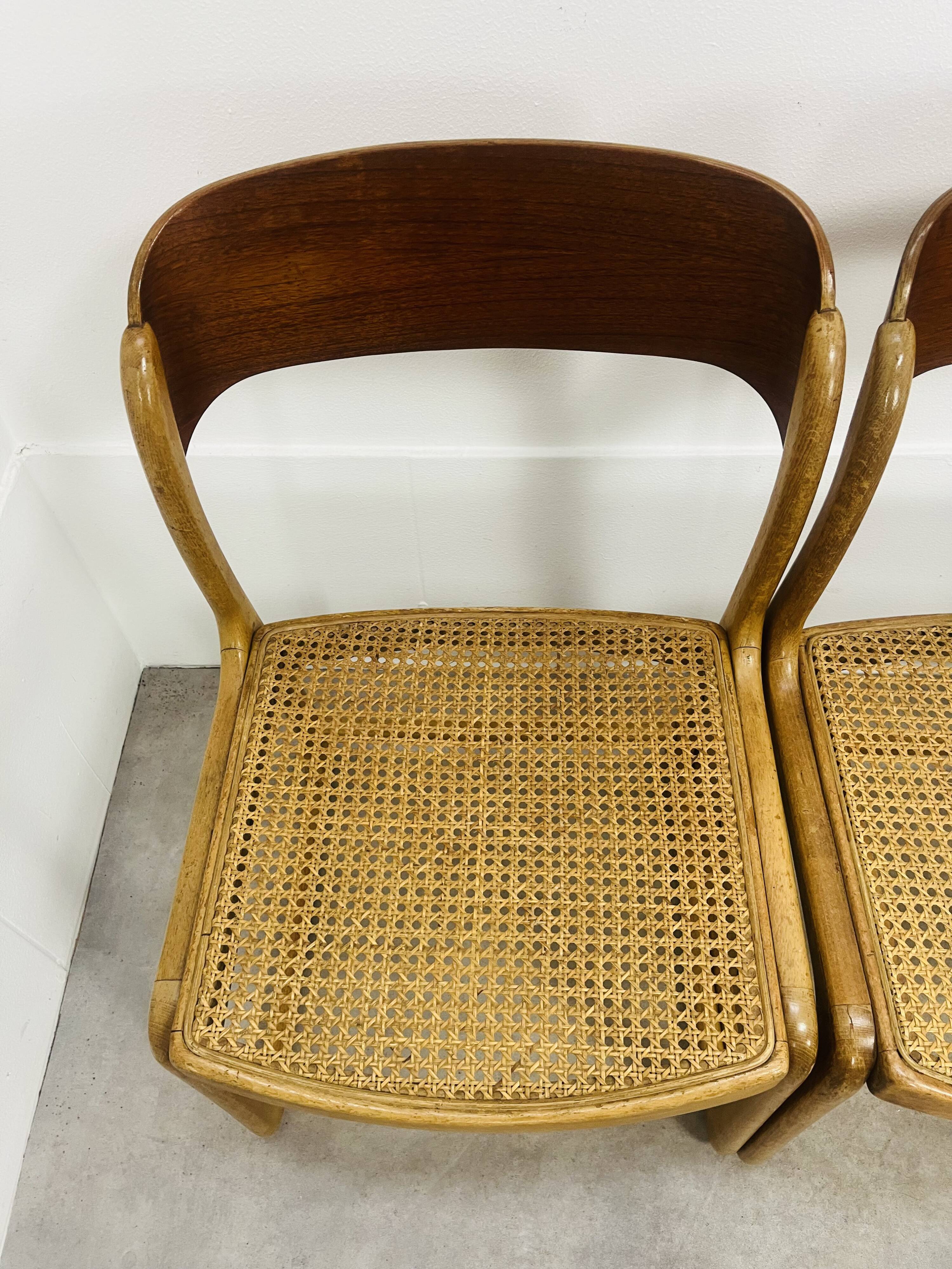 6 Baumann Bémol sled chairs in cane