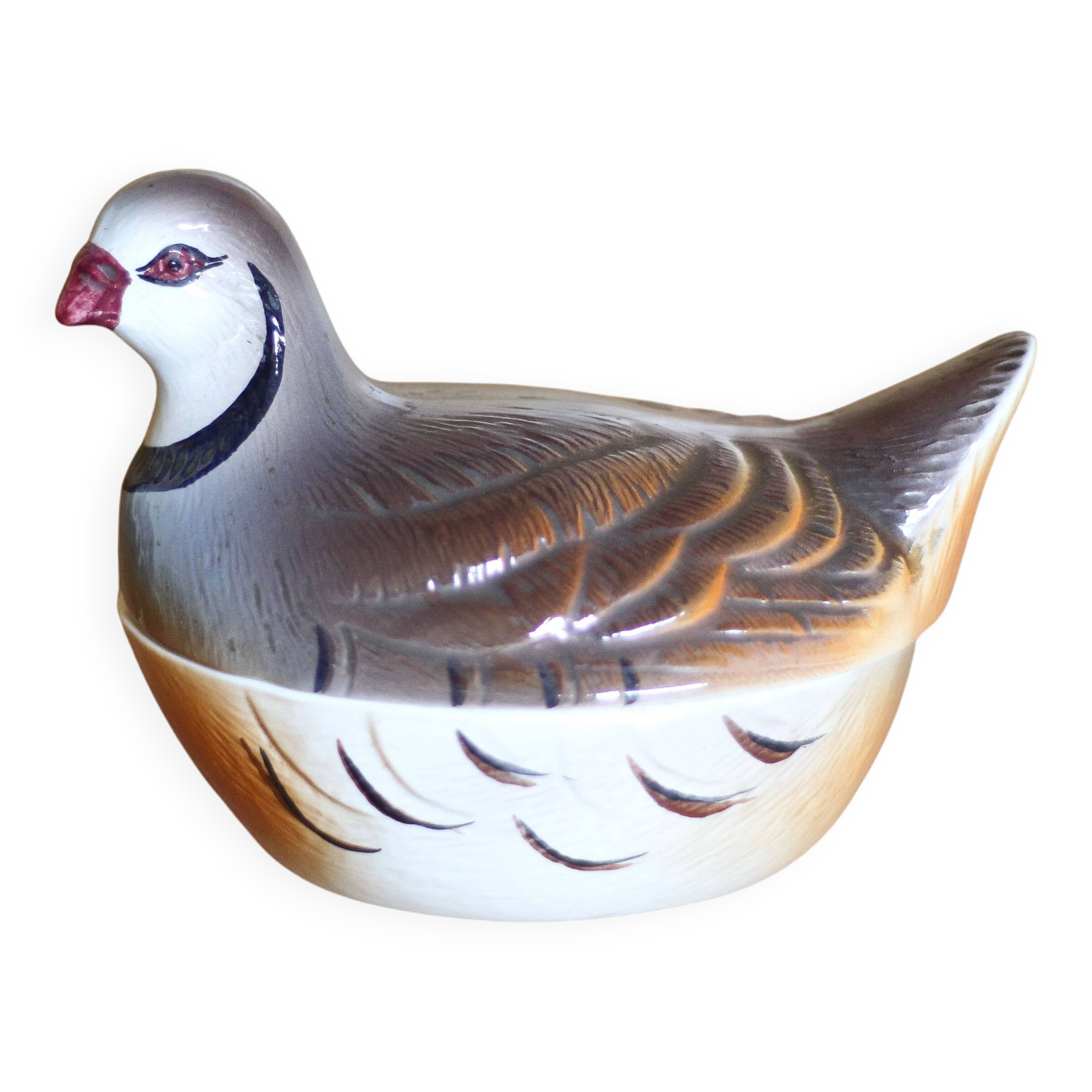 Michel Caugant terrine, partridge-shaped terrine, earthenware bird