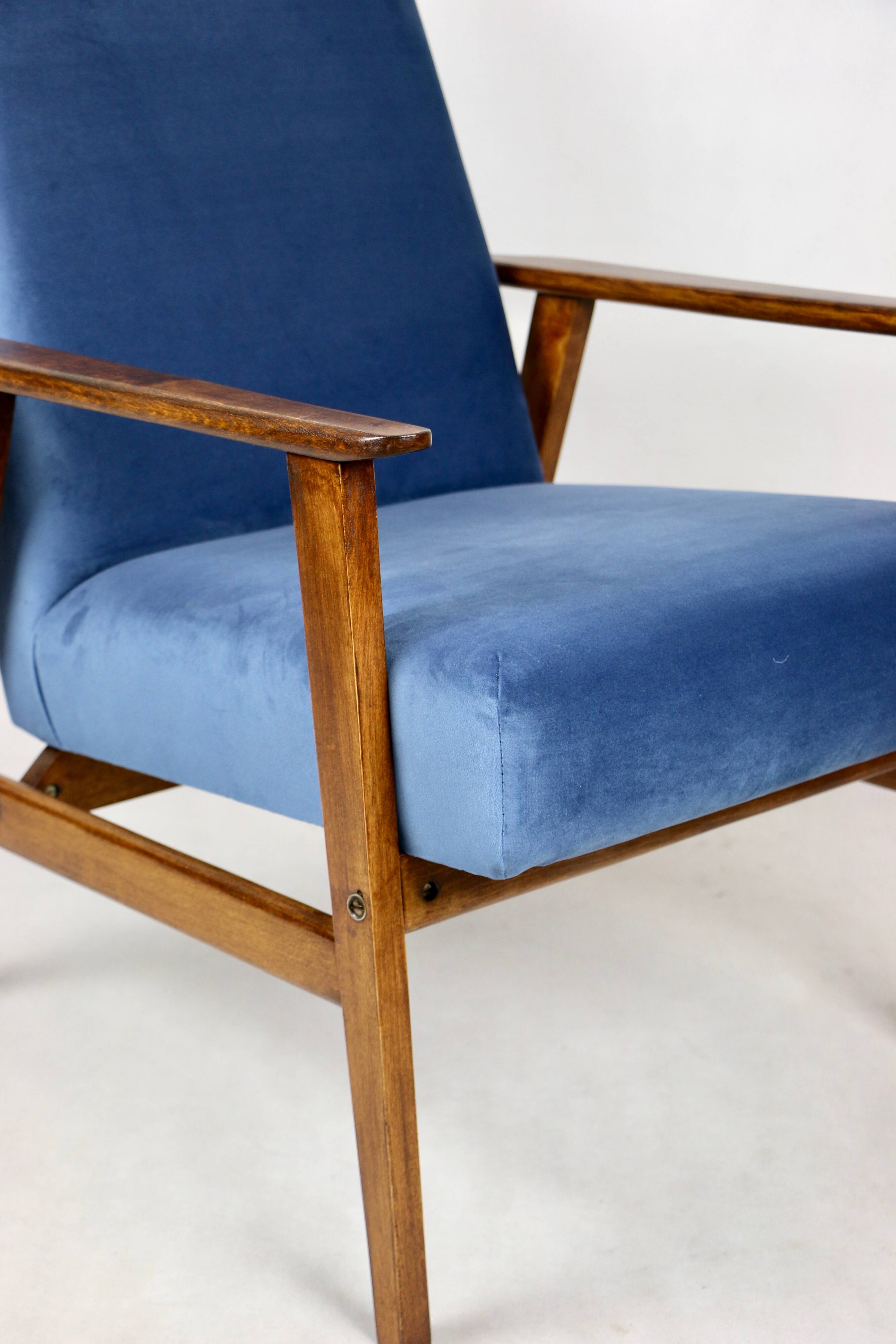 Vintage Ocean Blue Fox Easy Chair, 1970s