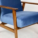 Vintage Ocean Blue Fox Easy Chair, 1970s