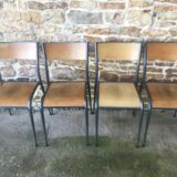 4 vintage school chairs, compass legs