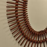 Large oval bamboo rattan sun mirror