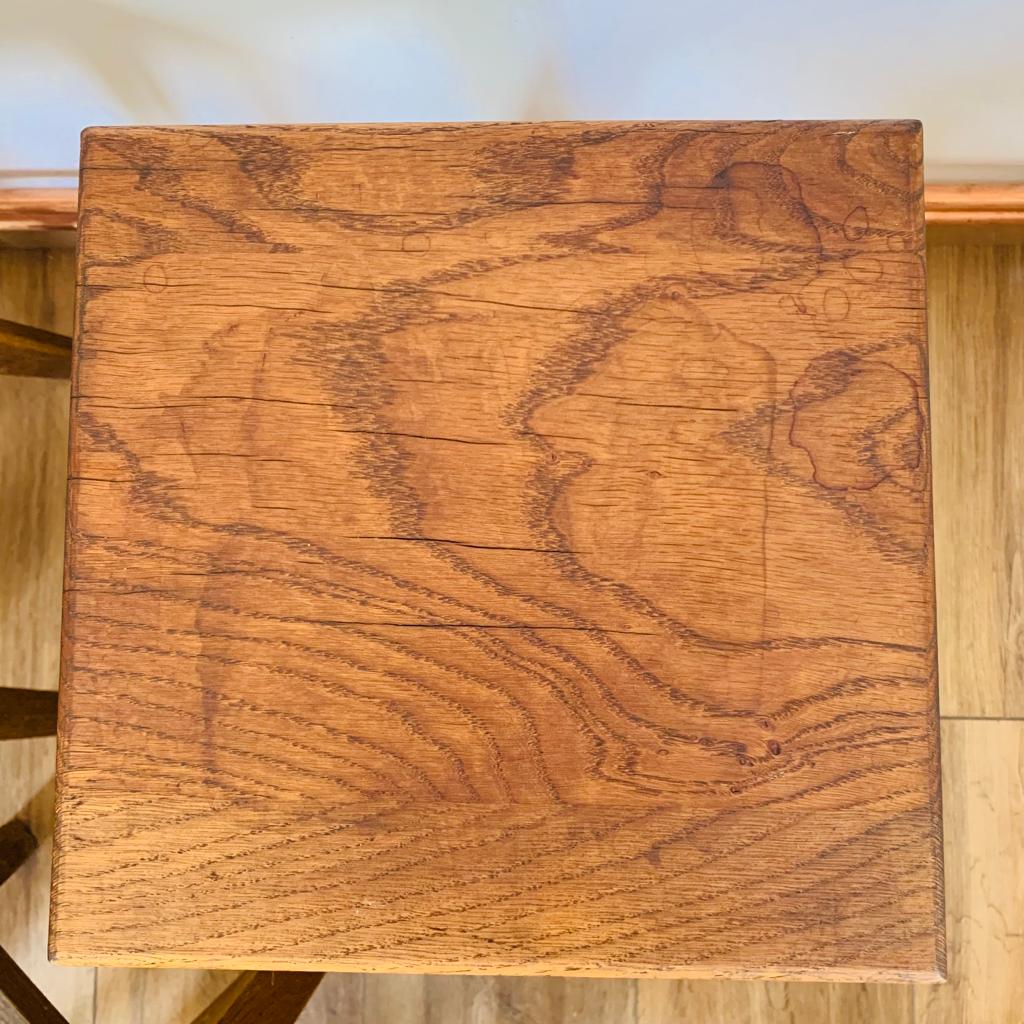 Set of 6 brutalist oak stools