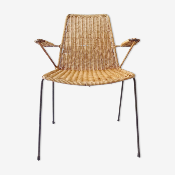 Gian franco legler chaise panier tressée des années 50