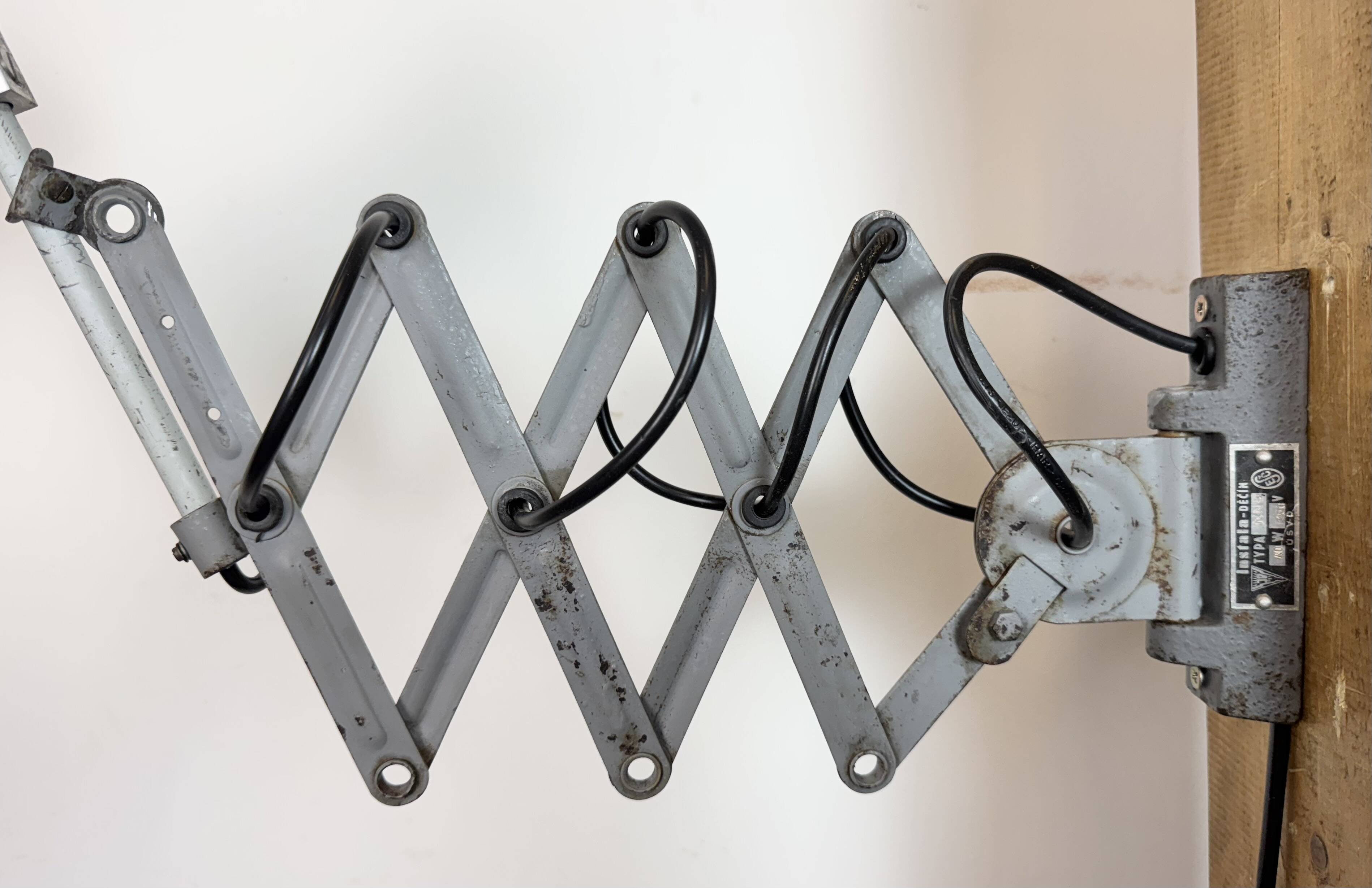Industrial Grey Scissor Wall Lamp, 1960s