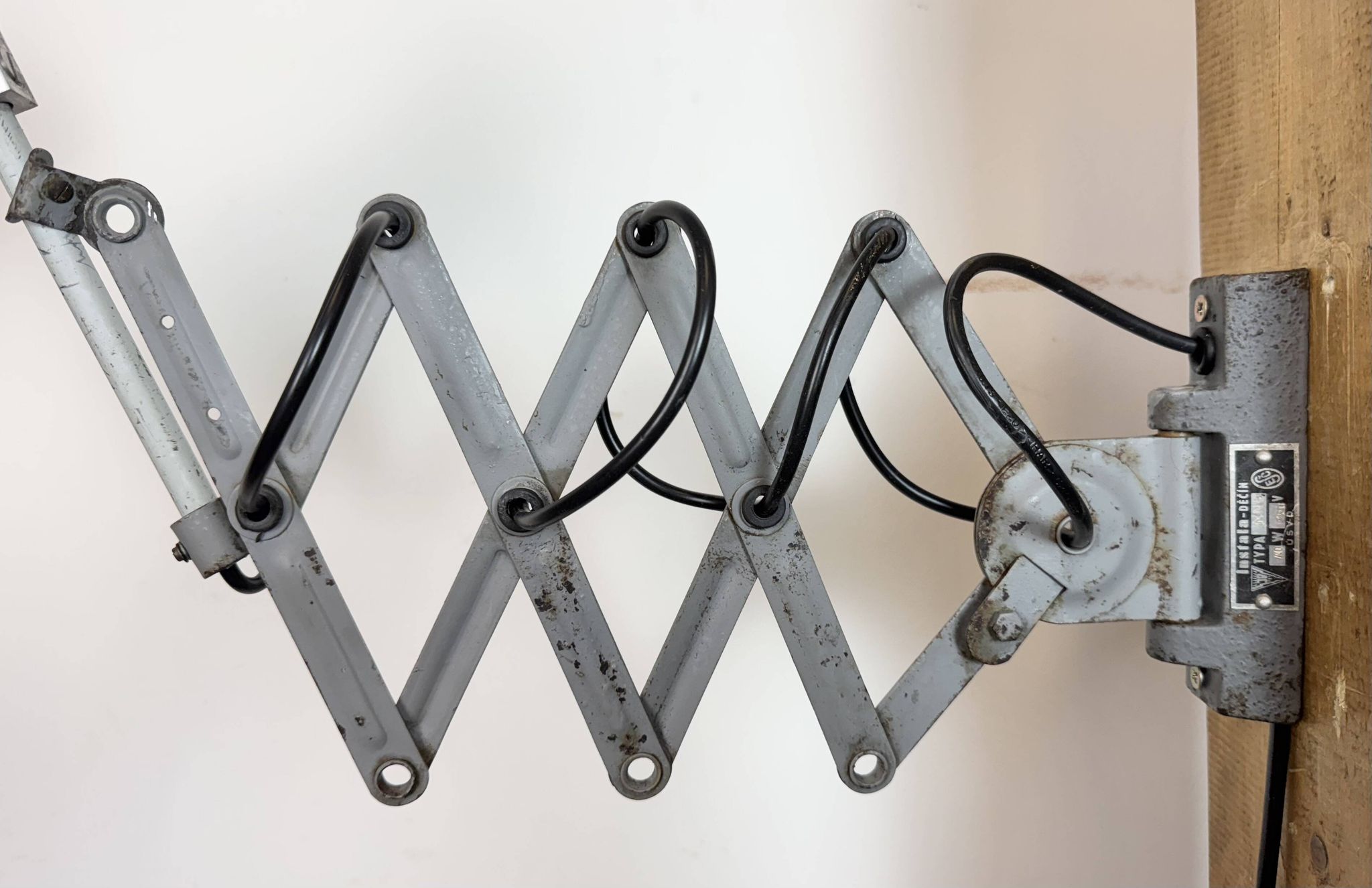 Industrial Grey Scissor Wall Lamp, 1960s