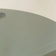 Table for 4 people in smoked glass and metal, 1970.