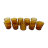 Ensemble de 10 verres dépareillés ambrés
