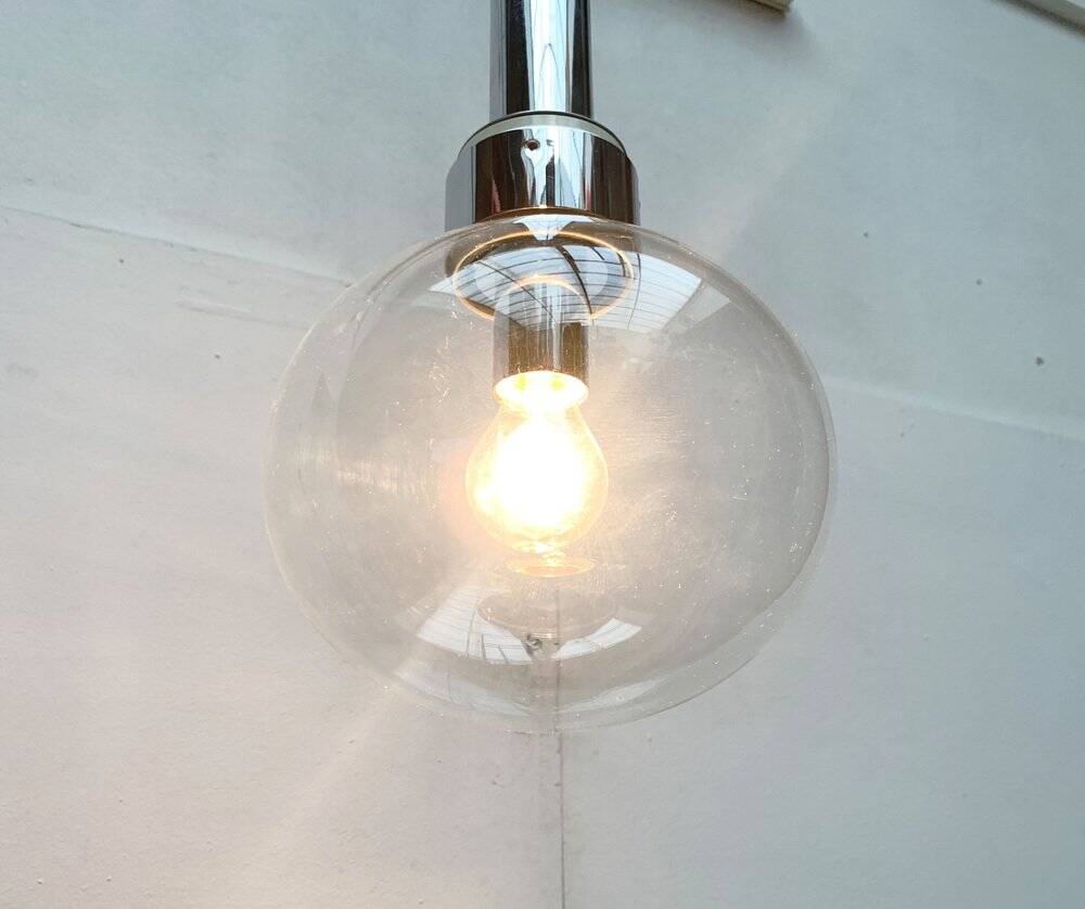 Vintage Space Age Suspension in Chrome and Glass by Motoko Ishii for Staff, 1970s