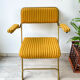 Vintage folding chair LAFUMA gold striped yellow fabric