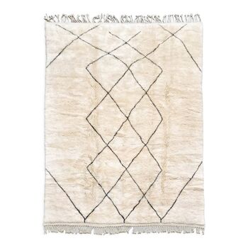 Moroccan Berber carpet M'rirt ecru black diamonds 300x210cm