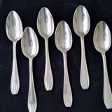 6 SFAM Chambly pattern silver-plated soup spoons