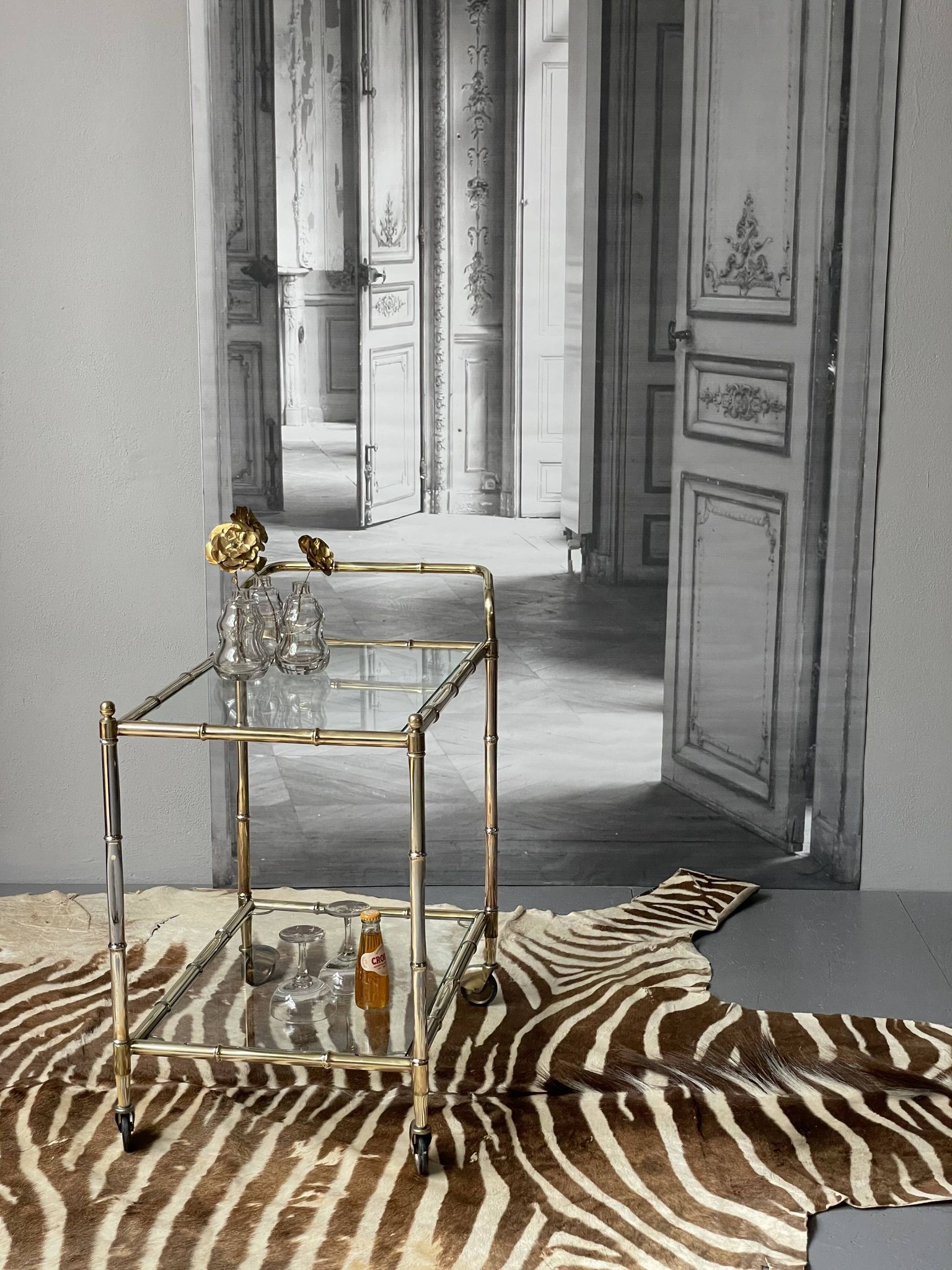 Vintage Golden Bar Cart