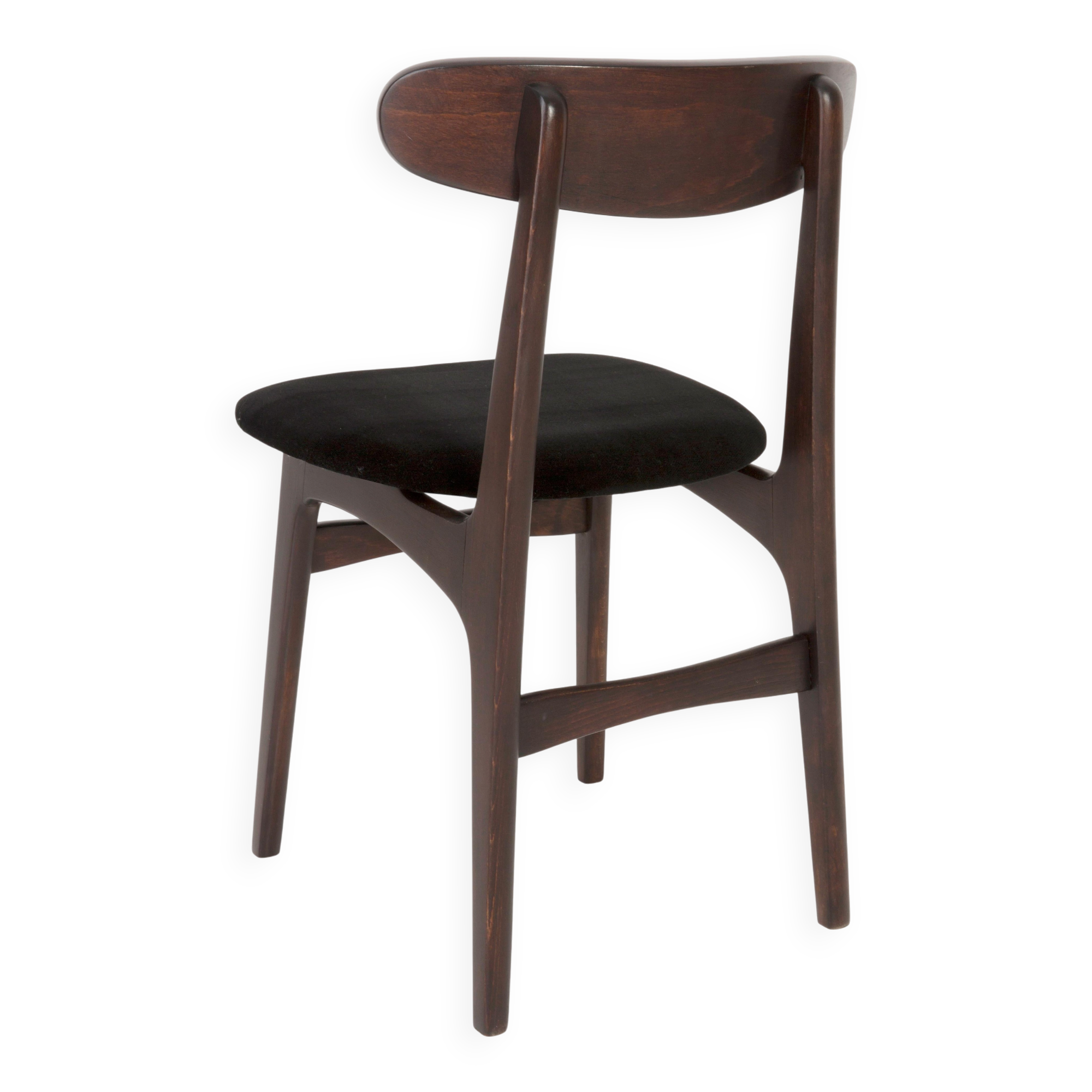 Black velvet armchair mid-century by Rajmund Halas, Poland, 1960.