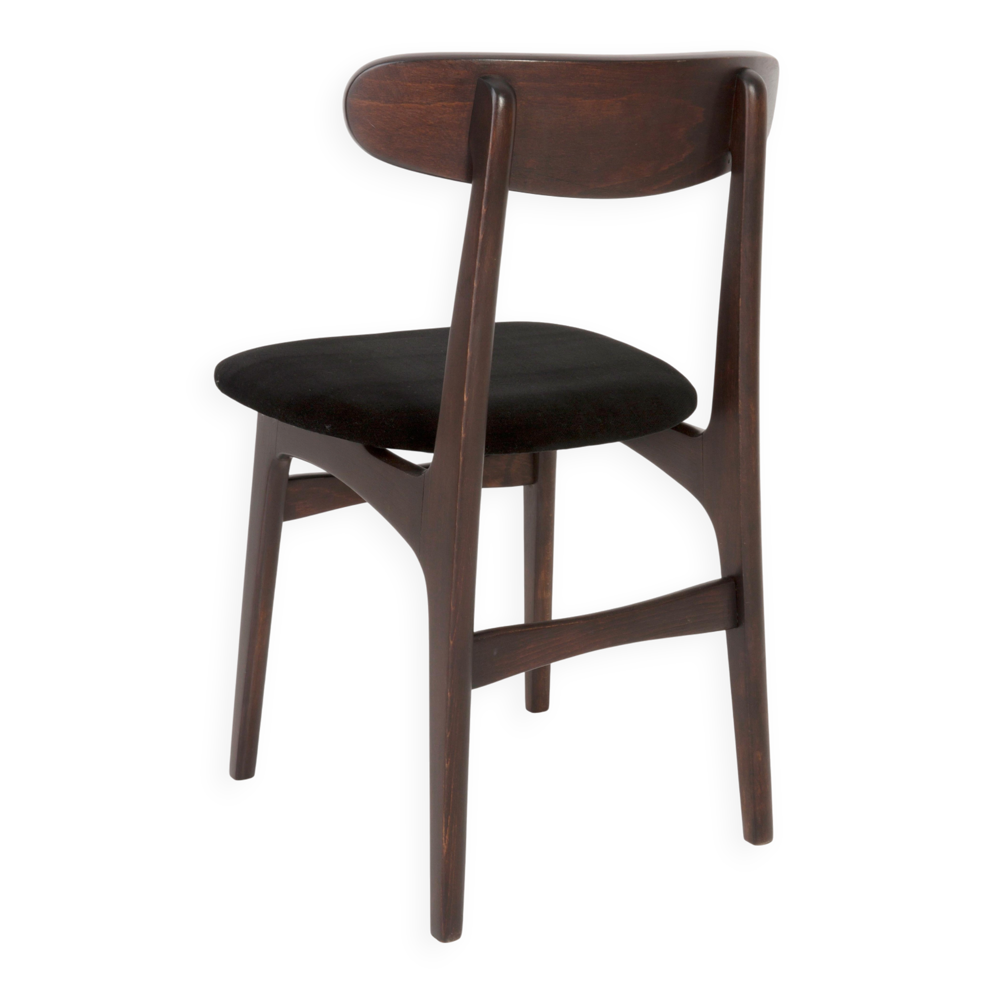 Black velvet armchair mid-century by Rajmund Halas, Poland, 1960.